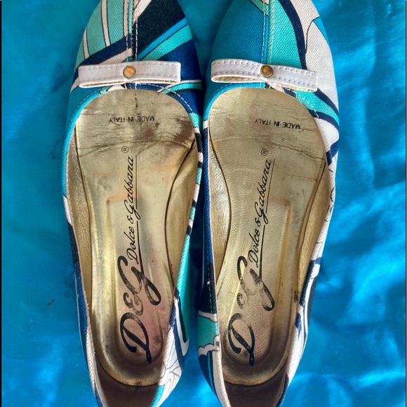 Dolce & Gabbana blue floral ballet flats 5.5 - Picture 2 of 13